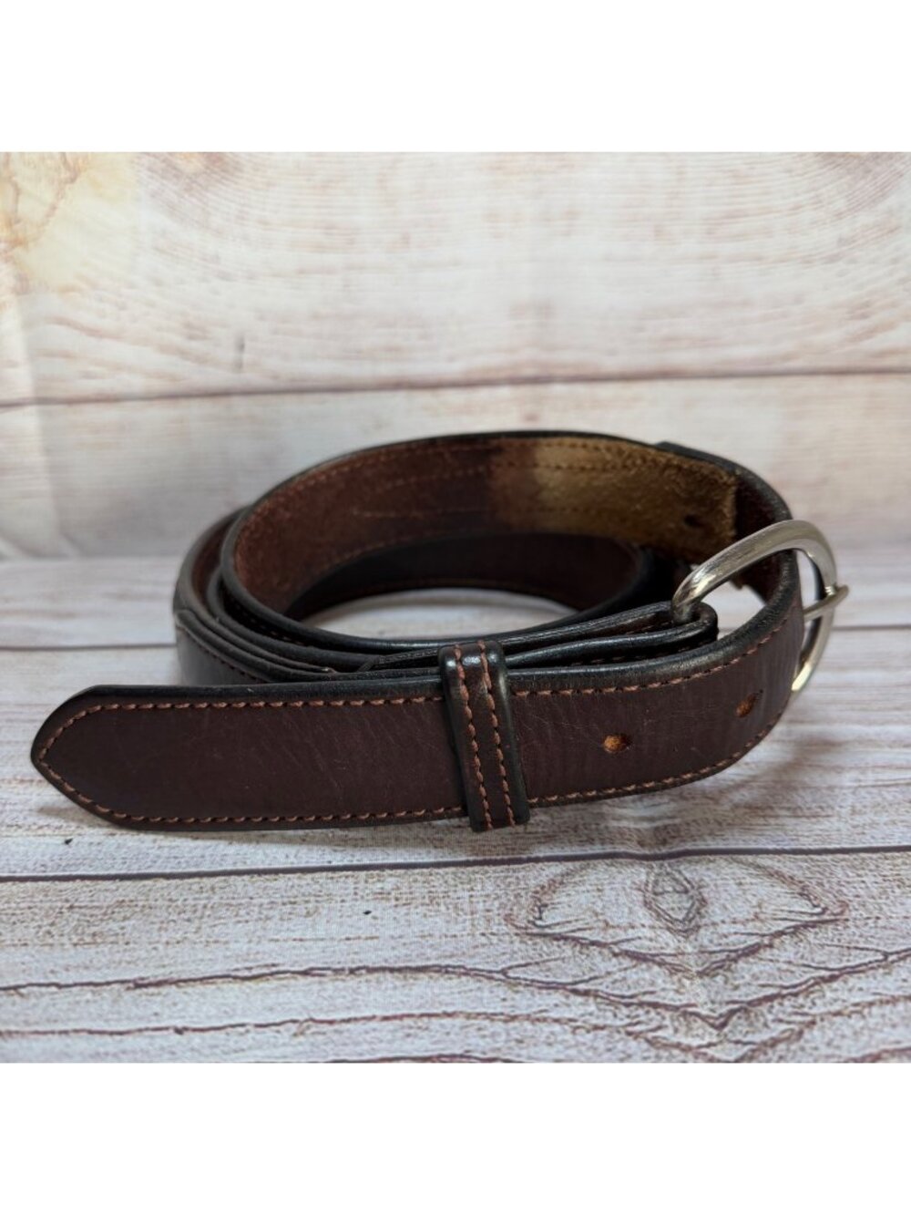 Coblentz Amish Handmade Men’s Leather Belt Silver Buckle Heavyweight Sz 52